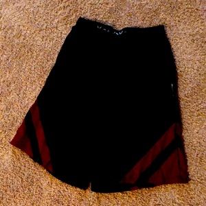 Mens athletic black and red sporty shorts